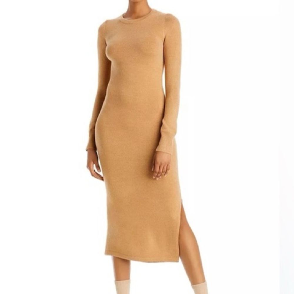 French Connection Elegant Tan Long Sleeve Dress Bodycon Long Sleeve Sweater XL